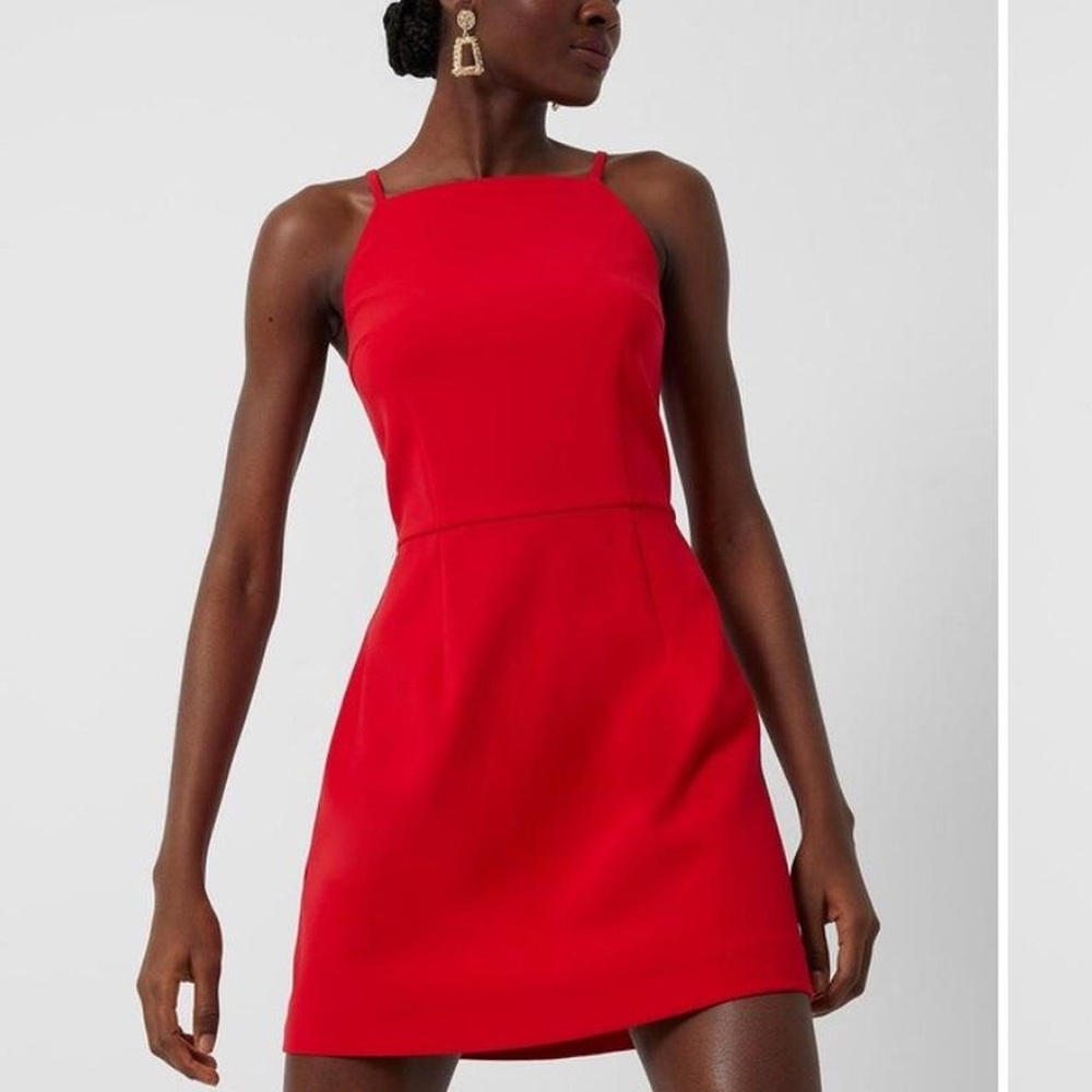 French connection red mini halter neck dress